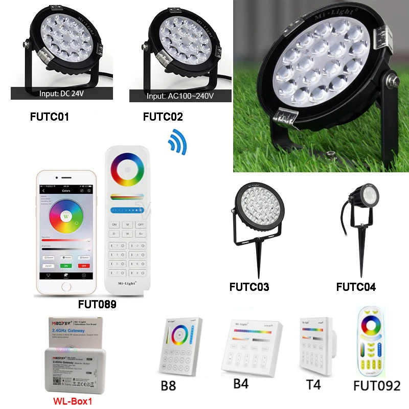 Miboxer 6 Вт 9 15 RGB + CCT газонный светильник IP65 Водонепроницаемый DC24V AC110V 220V открытый