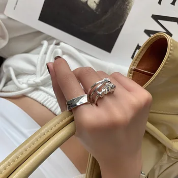 

BUDROVKY Minimalist 925 Sterling Silver Engagement Rings for Women Creative Design Trendy Elegant Geometric Party Jewelry Gifts