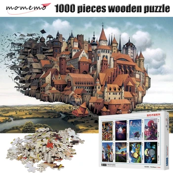 

DIY Flying Castle Puzzle 1000 Pieces Wooden Puzzle Fantasy Landscape Jigsaw Puzzles for Adult Assembling Toys for Children Gifts