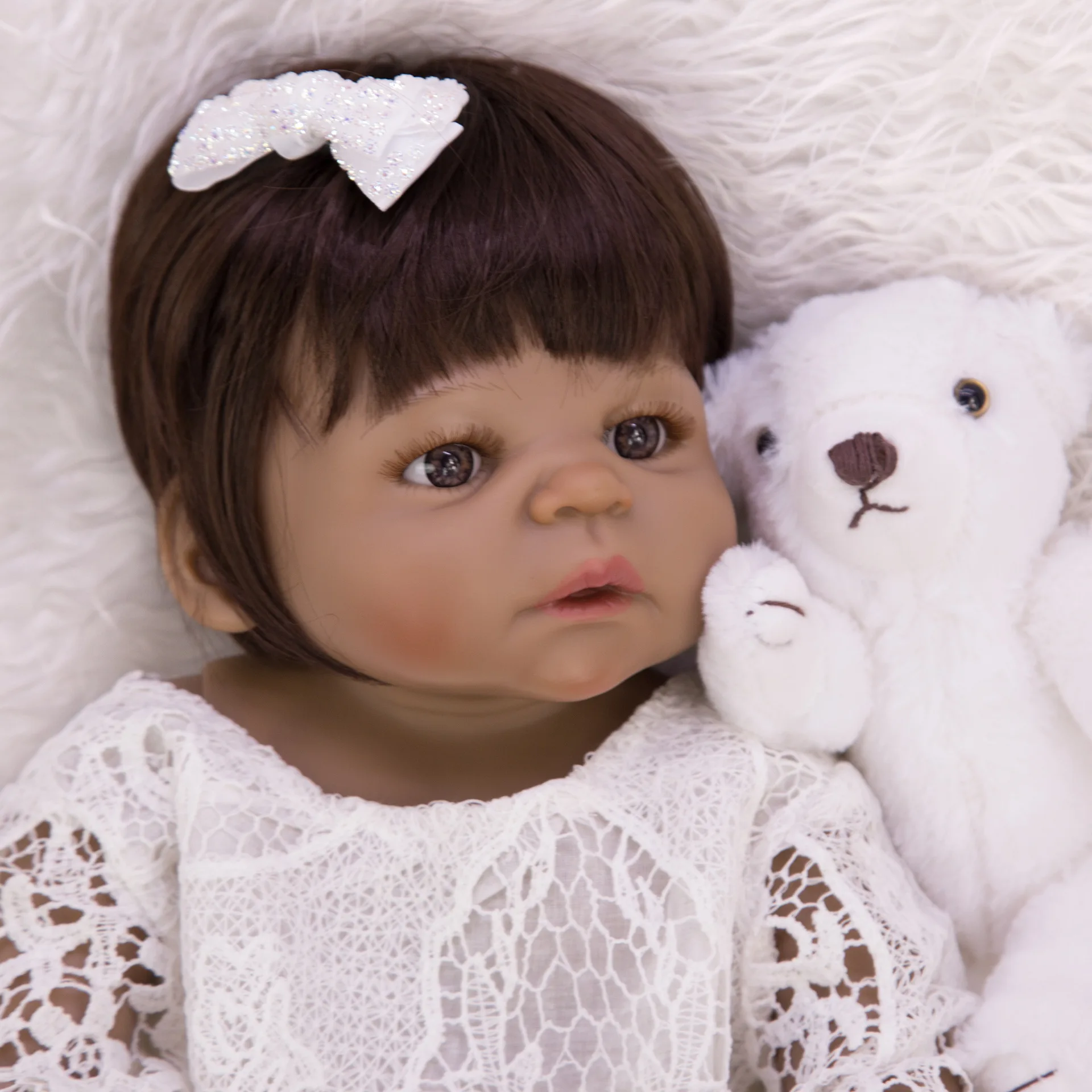 

23 Inch Bebe reborn black Dolls 57 cm Full Silicone Vinyl Realistic reborn baby girl doll newborn babies Children's Day Gift