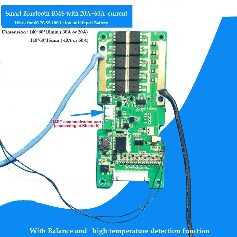 Комплект литий ионных аккумуляторов 6S 7S 8s 10S smart Bluetooth BMS с постоянным током 20 А до 60