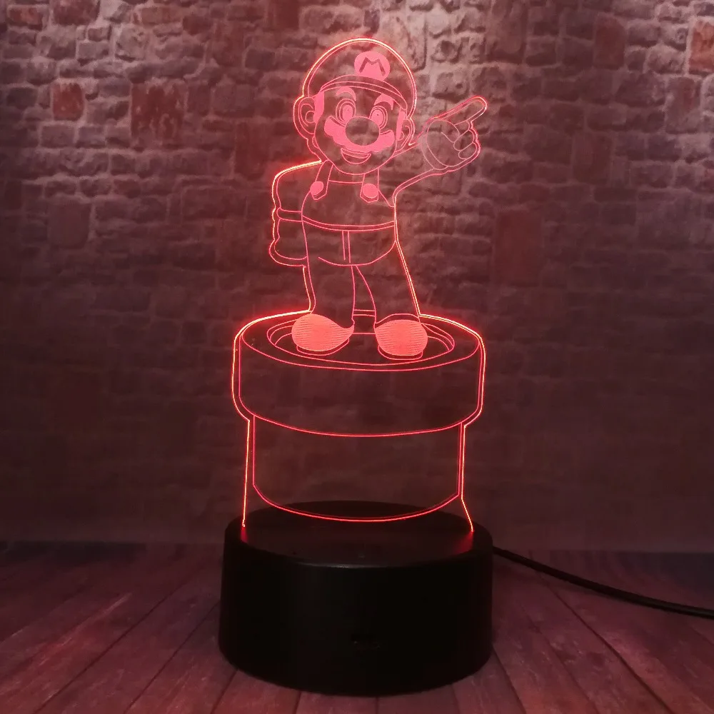 Игра Супер Марио действие фигурная лампа 7 цветов изменить светодиодный сенсорный ночник ребенок подростков бутылка для освежителя воздуха Дети Рождественские день рождения подарки