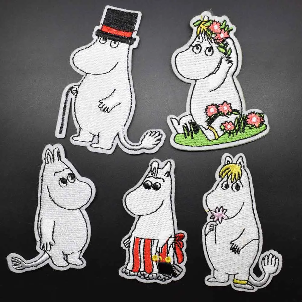 

Cartoon White Hippo Iron On Embroidered Clothes Patches For Clothing Stickers Garment Wholesale