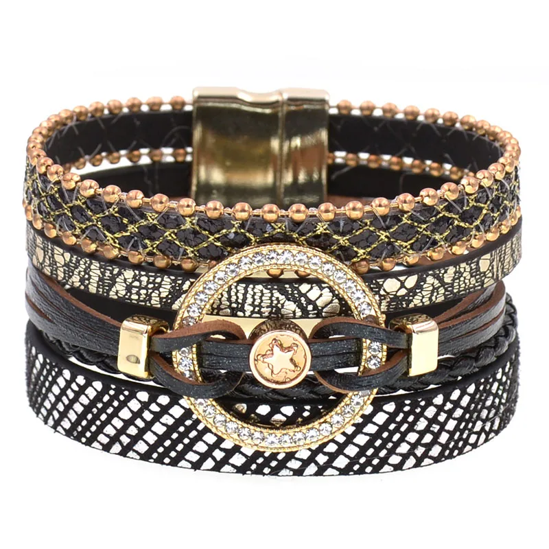 Charm Leather Bracelets bracelet jewelry For Women Trendy Boho Multilayer Wrap Bracelet Female Jewelry