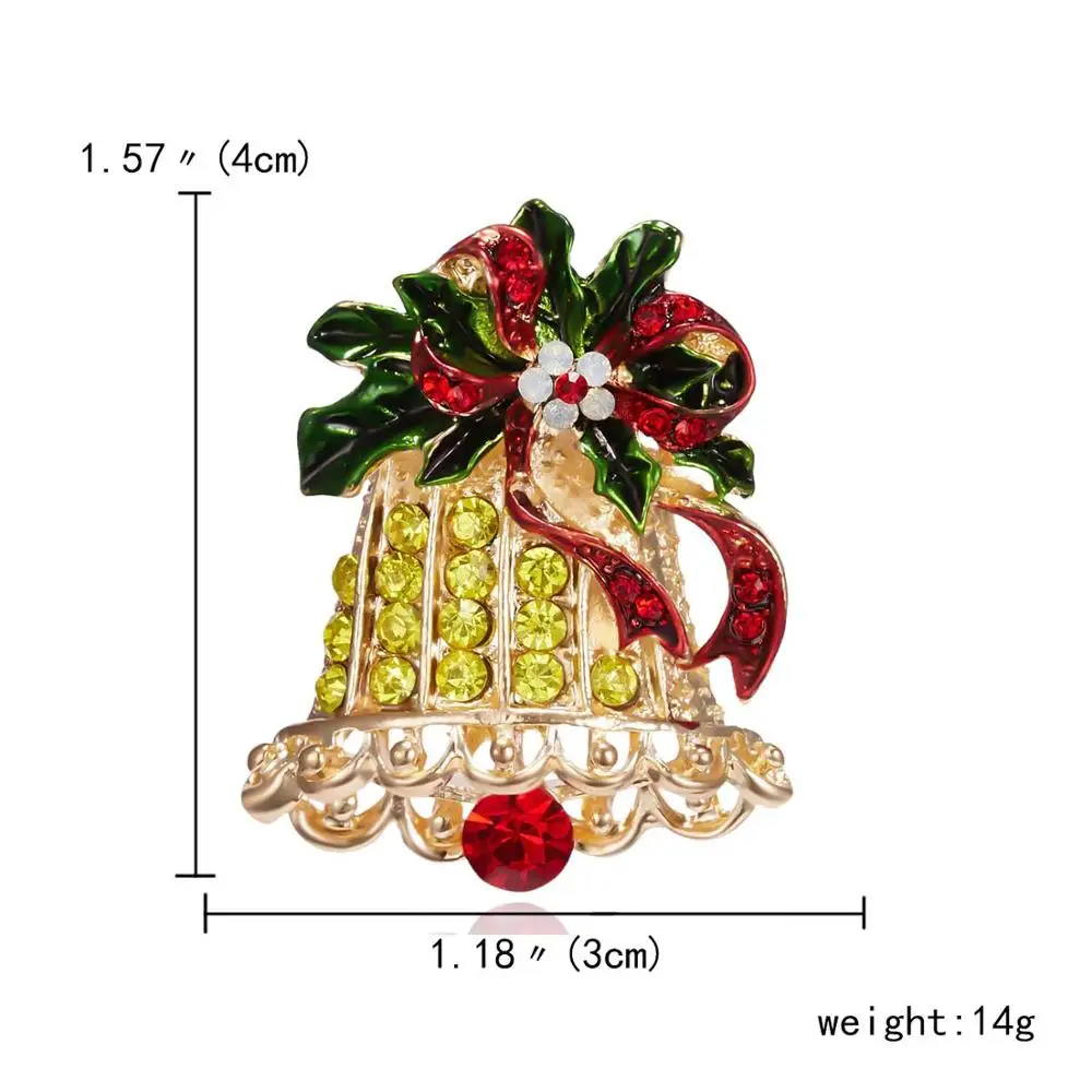 Rinhoo модные рождественские булавки, подарки, рождественские колокольчики, венок, снежинка, звезда, хрустальные броши для женщин, цветная Новогодняя брошь - Окраска металла: 9