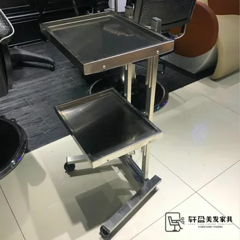 

Stainless steel hairdressing salon hair salon tool cart folding two countertop trolley