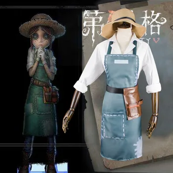 

Halloween Party Women Men Fifth Personality Game Gardener Cosplay Gardener Emma Woods Apron T-shirt hat Party Costumes Set Suit