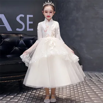 

3~14Years Girls Children Elegant Chinese Style New Year Festivals Cheongsam Dress Baby Kids Birthday Party Holiday Dress Clothes