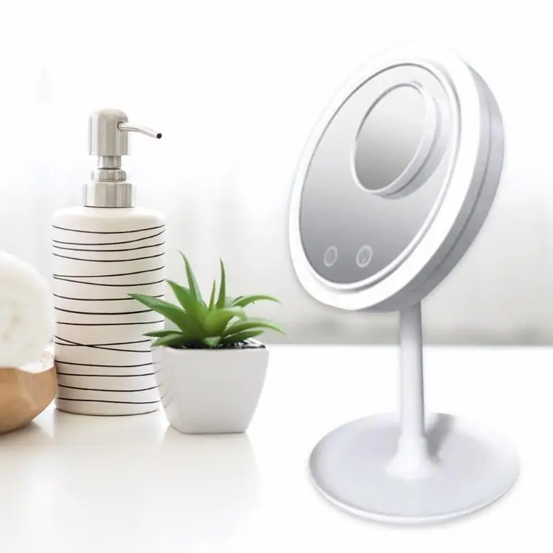 

LED Desktop Folding Cosmetic Mirror 5X Magnification Makeup Mirror with Fan