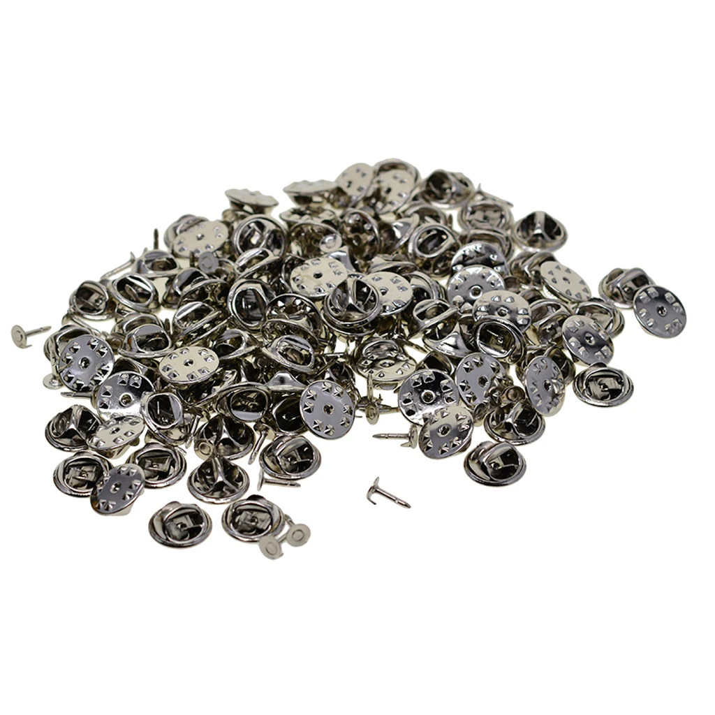 100 Pairs Brass Butterfly Clutch Tie Tacks Pin Back Replacement with 8mm Length Blank Pins for Craft Making