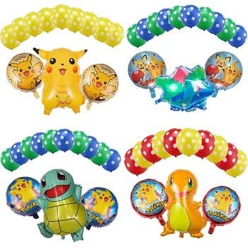

13pcs Cartoon Pokemon Pikachu Jenny Turtle Foil Balloons Baby Shower Birthday Party Decoration Latex Balloon Boy Girl Kids Toy