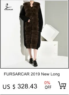 FURSARCAR новые женские свитера с мехом с натуральным лисьим меховым воротником для женщин из натуральной шерсти Cardican повседневные модные меховые пальто
