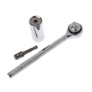 

3Pcs Universal Socket Wrench Torque Spanner Hand Tools Power Drill Adapter Repair Tool Kit 7-19mm