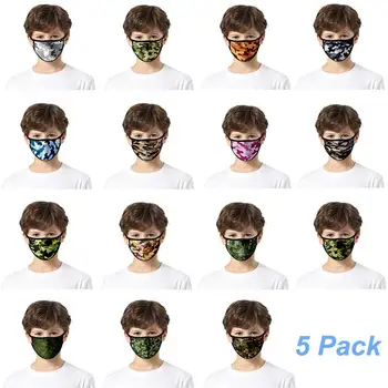 

5 Pack Children's Facemask Breathable 3D Digital Camouflage Printing Dustproof And Smog Cotton Gauze Mask Mascarillas A3