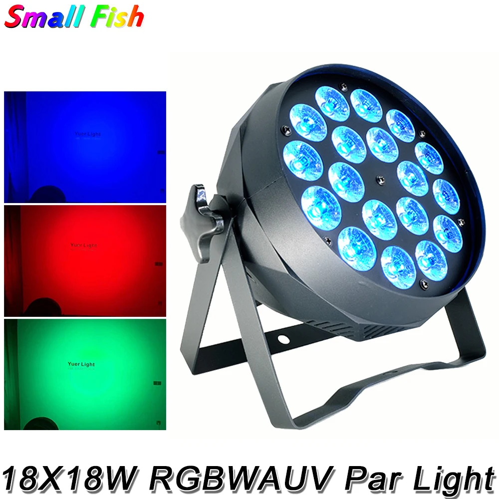 

18X18W Disco Wash LED Flat Par Light Professional RGBWAUV Color Lighting Strobe DMX DJ Club Wedding Dance Floor Party Show Light