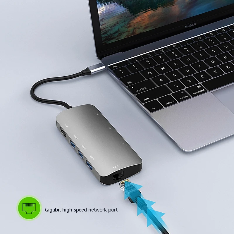 Док станция Тип с 8 в 1 3 портовый USB разветвитель/HDMI/Gigabit LAN PD|Док-станции для