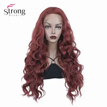 StrongBeauty красные длинные кудрявые волосы кружевные передние парики для женщин синтетический парик
