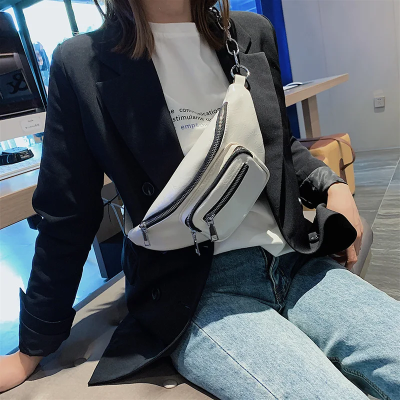 Черная поясная сумка Beltbag Женская Высококачественная поясная сумка белая сумка через плечо на молнии Hanche Bumbag Женская модная нагрудная сумка