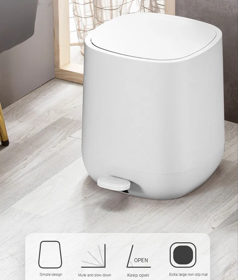 Armazenamento Dustbin, Cubo Automático com Tampa, Wastebasket,