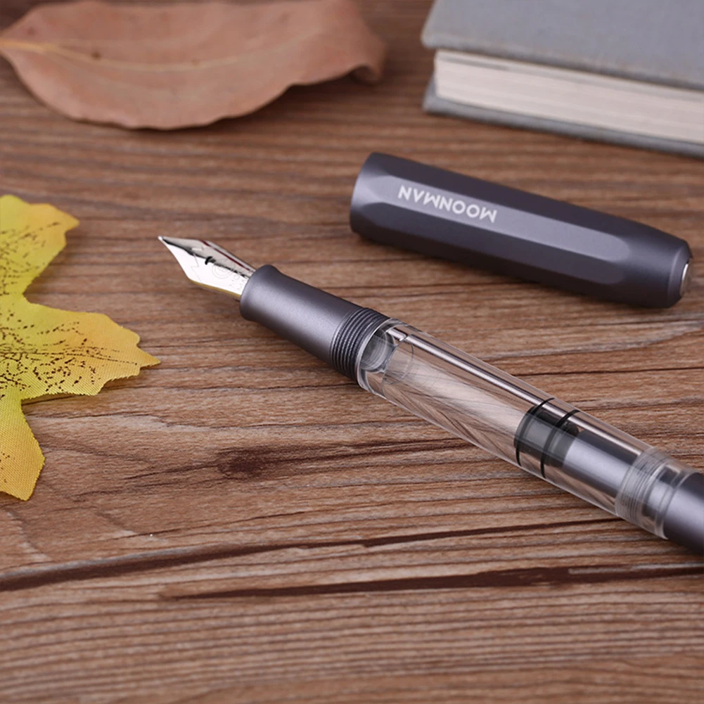 

Gift Signature Aluminum Alloy Clear Tube Fountain Pen Fine Nib 0.5mm Handwriting Smooth Office Piston Large Capacity Business