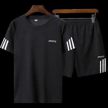 

Leisure Sports Suit Male Shorts Leisure Two-piece Set Short Sleeve T Shirt Speed Dry Sweat Absorption Running Two-piece Set