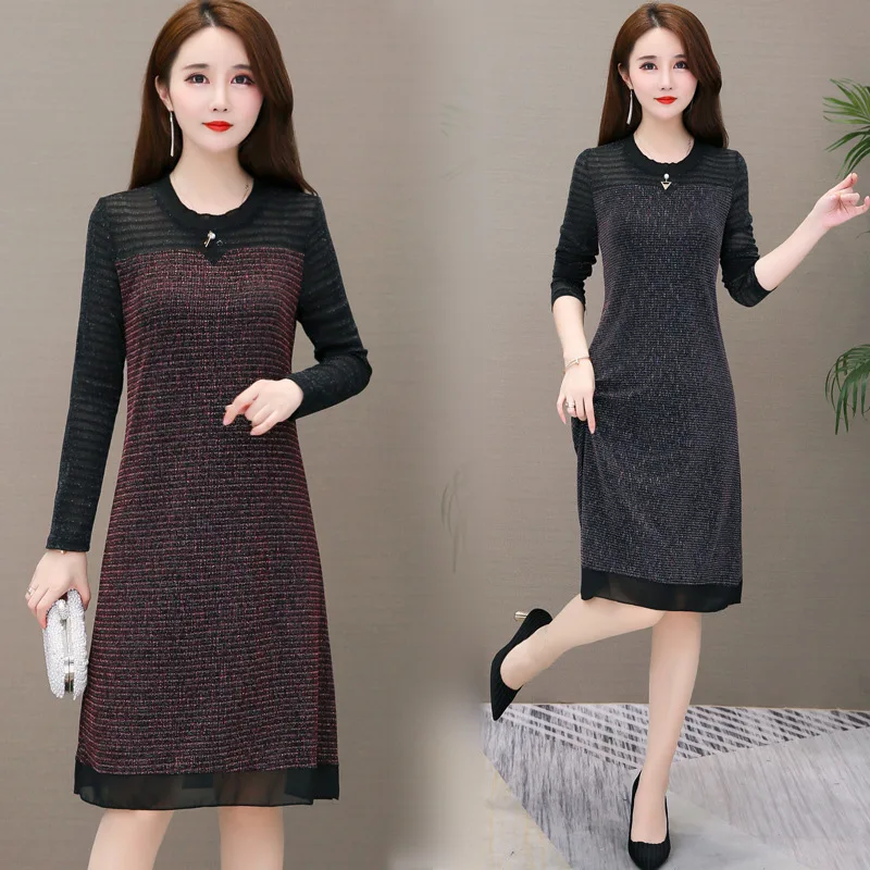 

2019 Autumn New Style Loose Casual Large Size WOMEN'S Dress Women's Slimming by Age Kuotaitai Mid-length Skirt
