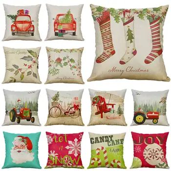 

Christmas Festival Style Pillow Case Home Decor 45*45 cm Cushion Cover Cotton Linen Throw