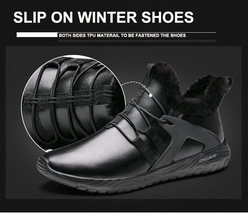 ONEMIX Winter Men's Boots Warm Wool Sneakers Outdoor Athletic Sport Shoes Comfortable Running Shoes Sale Size EU39-46