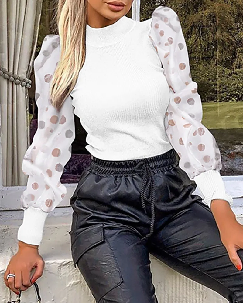 

New Women Ladies Fashion Mesh Long Sleeve Tops Bodysuits Sweater Blouse Casual Jumpsuit Tops UK