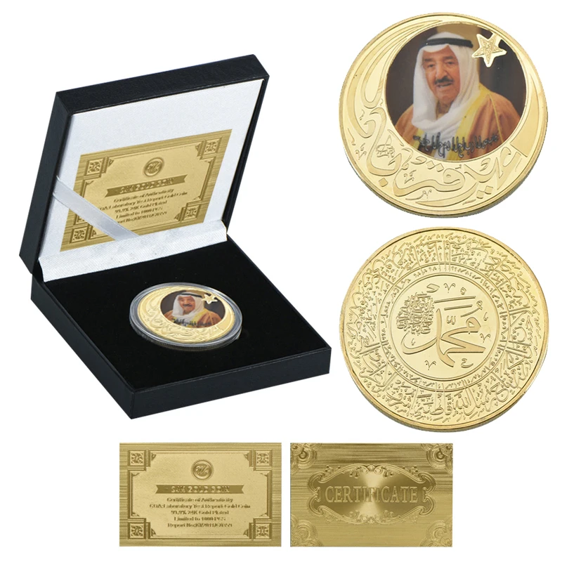 WR лидер Дубаи ОАЭ позолоченные монеты коллекционные игрушки набор монет с держателем сувенирная медаль подарочный набор Dropshipping2019 - Цвет: coin2 with box
