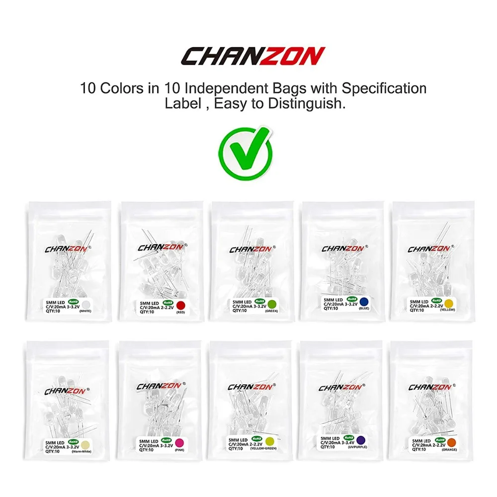10 colors 5 mm Light Emitting Diode set