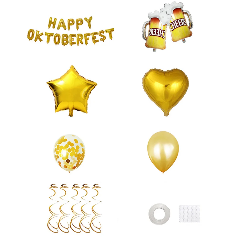 Набор воздушных шаров для дома Happy Oktoberfest буквы вечерние украшения праздничный фестиваль нетоксичные фольги пивные чашки узор большой висячий подарок