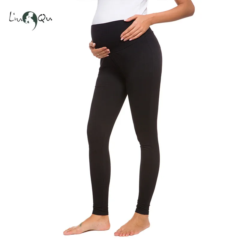 Maternity Women's Maternity Full Length French Terry Secret Fit Belly Leggings Elastic Stretch Soft Sports Pants Yoga Pants