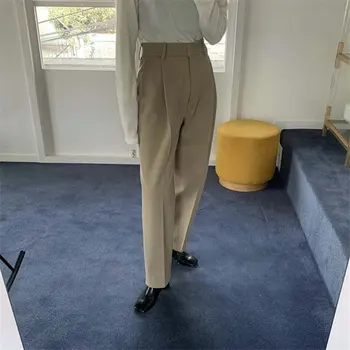 

HziriP Chic High Waist Streetwear Pleated Plus Size Slender 2020 Solid Casual Loose Brief Women Leisure High Quality Trousers