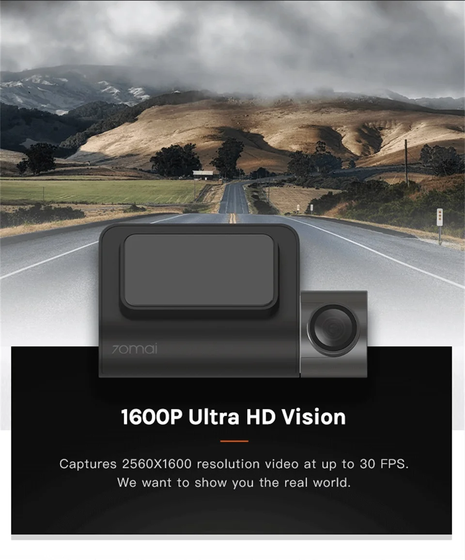 На Автомобильный видеорегистратор 70mai Car DVR Cam 1080HD, Английская версия, Запись через мобильное приложение, Встроенные G-датчики 130FOV