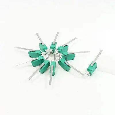 

10 Pcs AC 250V 16A SPDT Long Straight Hinge Lever Miniature Micro Switch Green