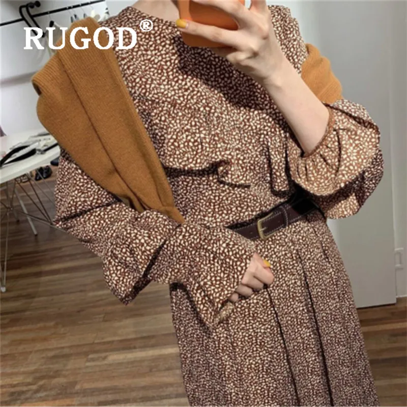 RUGOD 2019 Новая Осенняя Женская юбка наборы О образный вырез длинный рукав тягучий