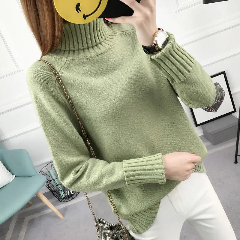 

2019 Autumn Winter Cashmere Knitted Women Sweater And Pullover Female Tricot Jersey Jumper Pull Femm Turtleneck Womens Sweaters