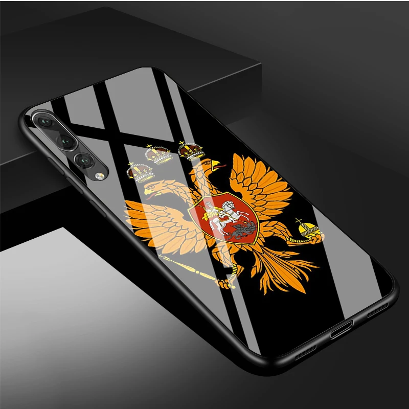 Russia Russian Flags Emblem DIY Luxury Tempered Glass Phone Case For Huawei P20 P30 P40 Lite PRO Mate 20 30 Lite Pro Cover