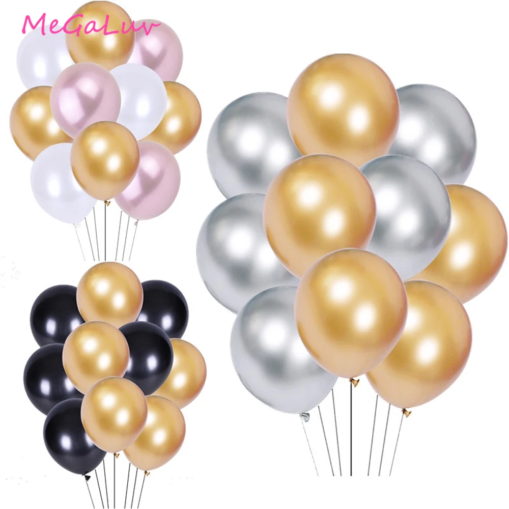 

10/15 PCS 12 In Latex Balloon Set Black Balloon White Balloon Baby Baptism Men's Girls Birthday Party Wedding Decorations Globe