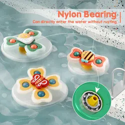 Montessori Baby Spin Top Bath Toys For Boy Children Bathing Sucker Spinner Suction Cup Toy For 3+ Years Old Kids Rattles Teether