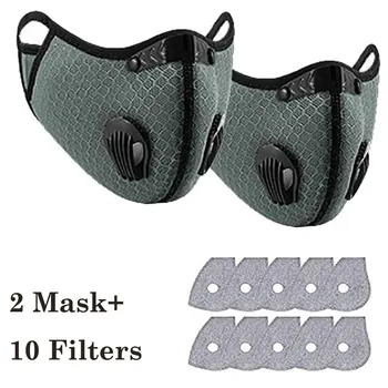 

2pcs Bike Face Cover with 10pcs Filters Unisex Dust-proof Outdoors Sports Mouth Cover Breathable Mouth Cover Hot Selling