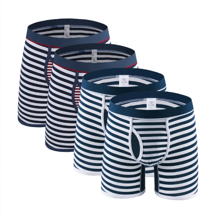 4Pcs 0710 Mix B25 4 шт./партия, высококачественные мужские трусы, мужское нижнее белье из хлопка, большие размеры, для мужчин, модные сексуальные мужские длинные трусы-боксеры - Цвет: 4Pcs 0710 Mix B25