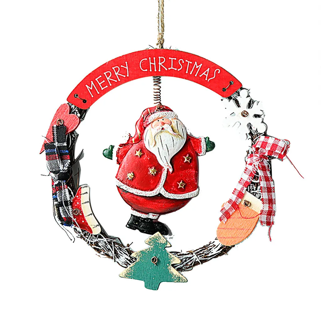 Рождественские украшения, милый мультяшный венок, деревянный кулон, Санта Клаус, снеговик, ангел, украшения, bolas de natal, Новинка