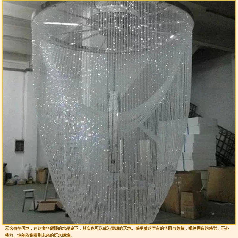 Luxury Beauty Salon Hotel Lighting Villa Large Chandelier Engineering Crystal Light Duplex Stair Light Long Chandelier Hall