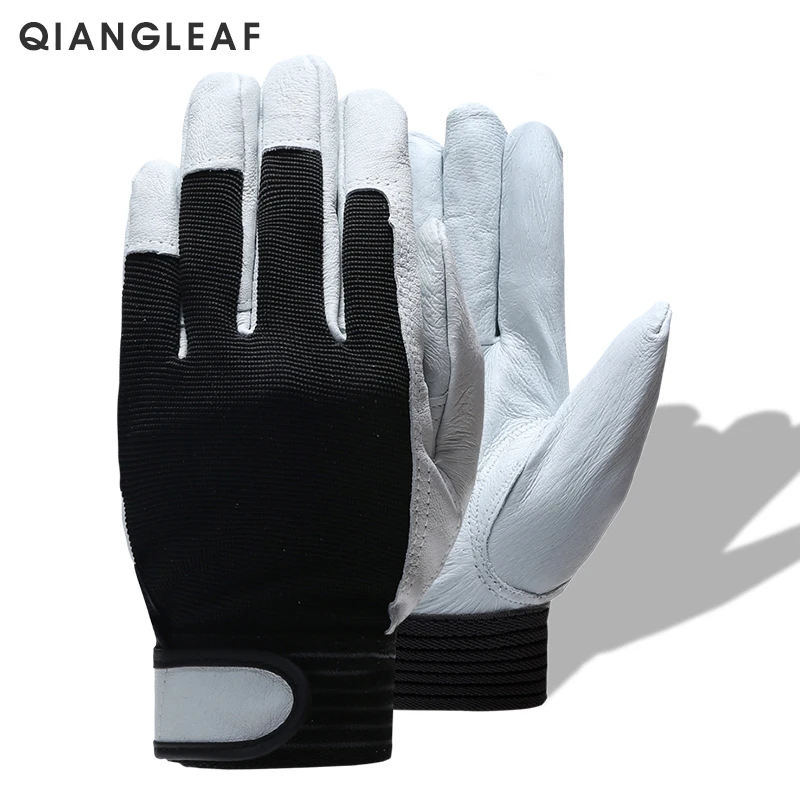QIANGLEAF-guantes de cuero de Grado D para hombre, manoplas de trabajo de seguridad resistentes al desgaste, 508, gran oferta, envío gratis