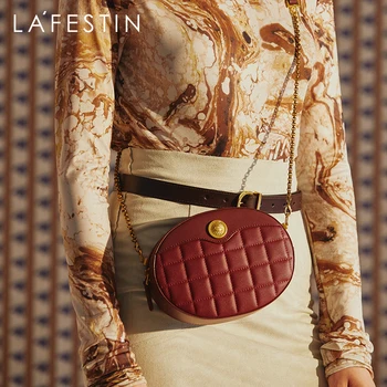 

LAFESTIN Bag women 2020 fashion new trendy chain messenger bag shoulder bag square diamond small round bag
