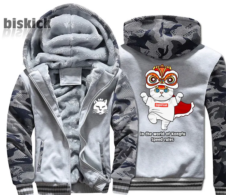Style 5 Asian size Модная забавная классная одежда с котом Кунг Фу для мужчин wo Мужская теплая Толстая куртка зимняя теплая бархатная Толстовка Топ толстовки - Цвет: Style 5 Asian size