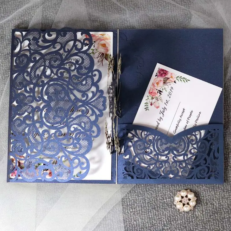  10 Pcs 3D European Style Wedding Invitation Card with Envelope Kits Party Supply - 4000570304214
