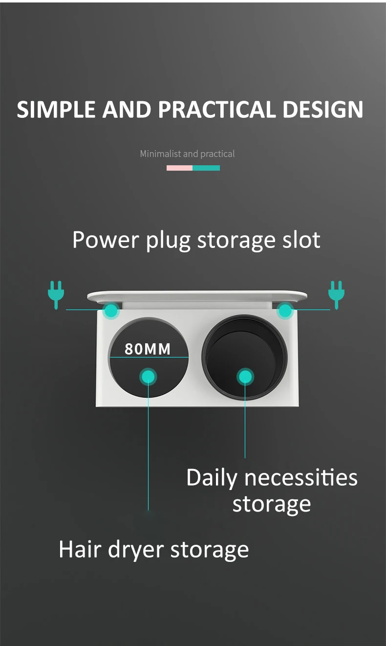 Настенный фен-стойка для ванной комнаты, аксессуары для ванной комнаты, полка для хранения, Органайзер Домашний для хранения, фен-держатель